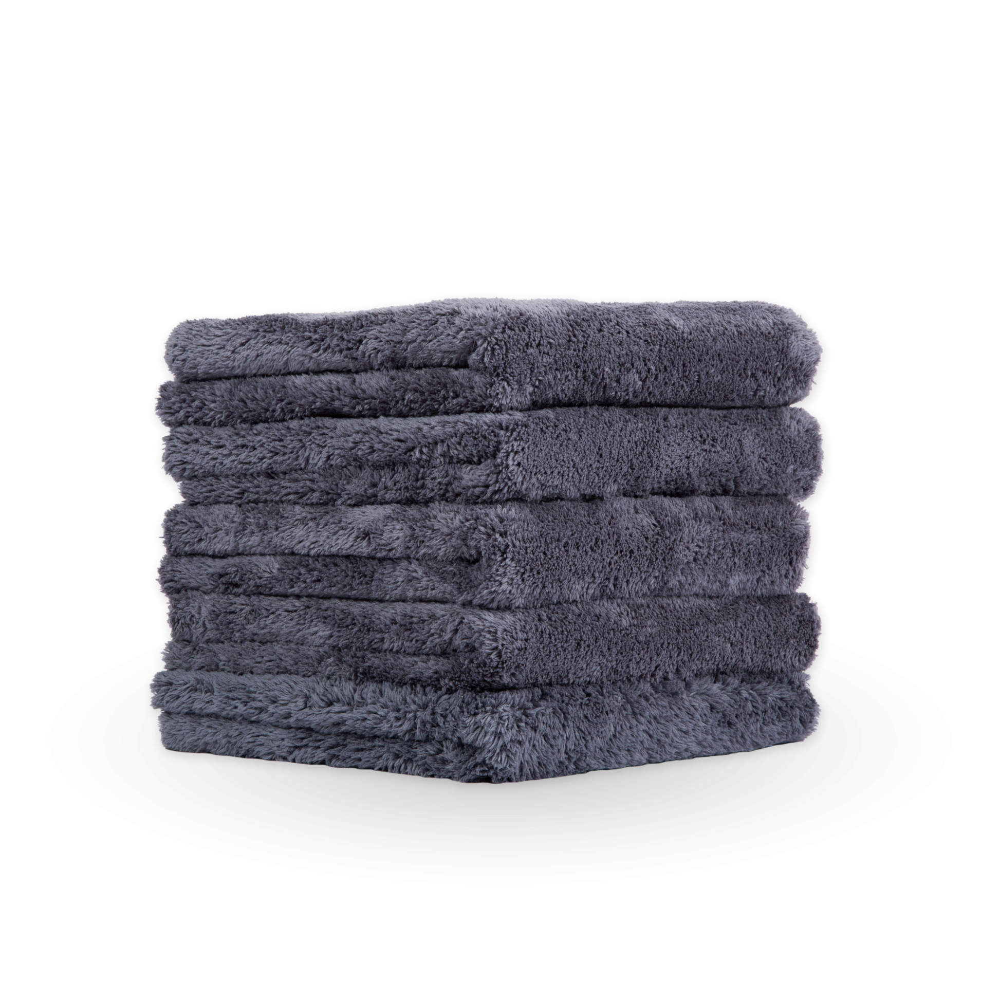 Stack of 5 Plush Edgeless Detailing Towels, folded.